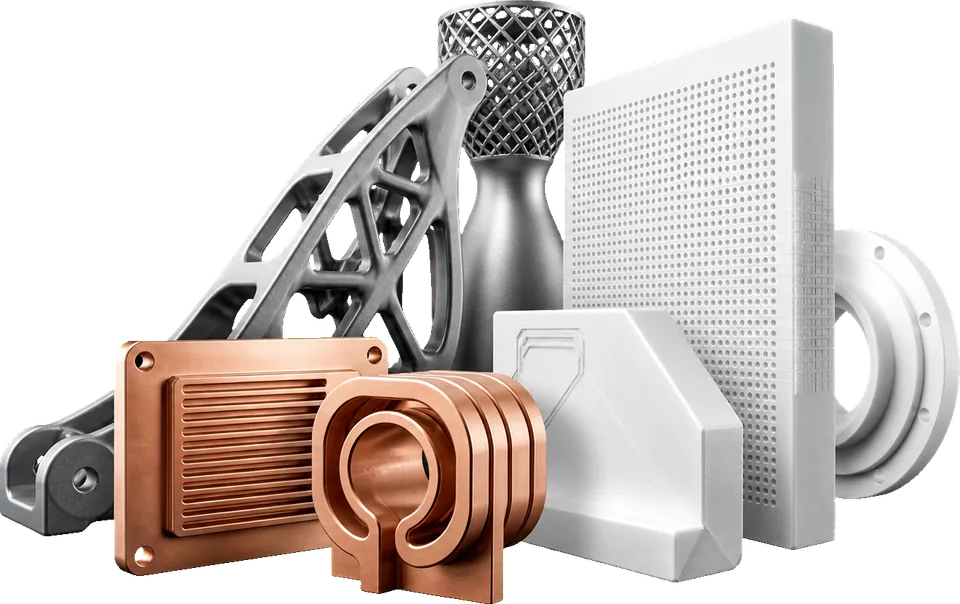 Industrial metal additive manufacturing parts, copper components, and precision ceramic parts